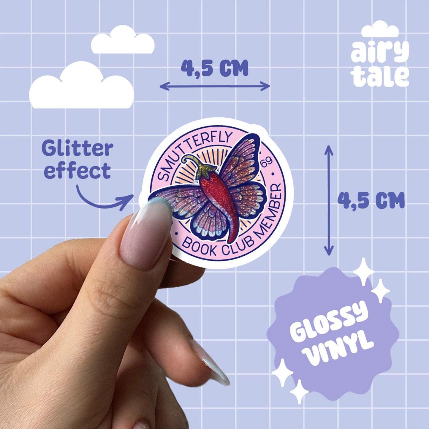 Smutterfly Book Club Glitzer Sticker