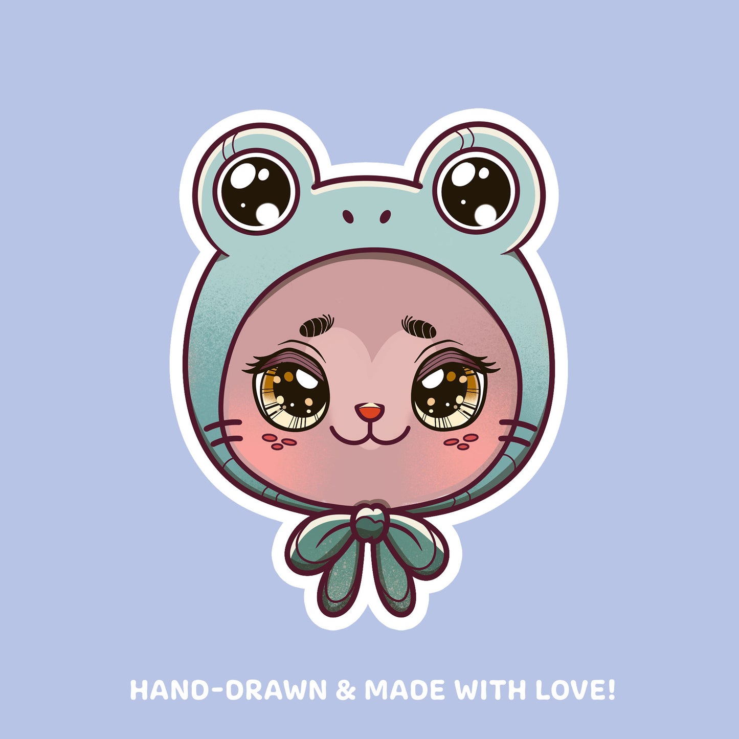 Katze mit Froschmütze