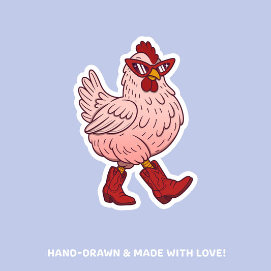 Sassy Chicken mit glitzernden Cowboyboots