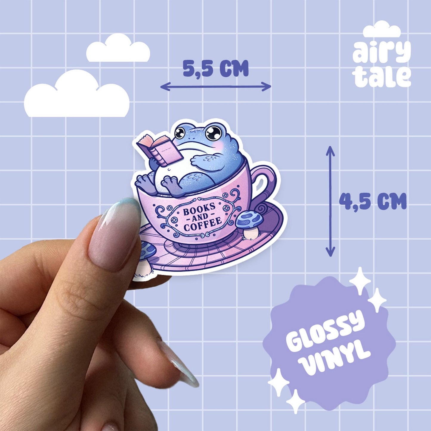 Bücher und Kaffee Frosch Sticker