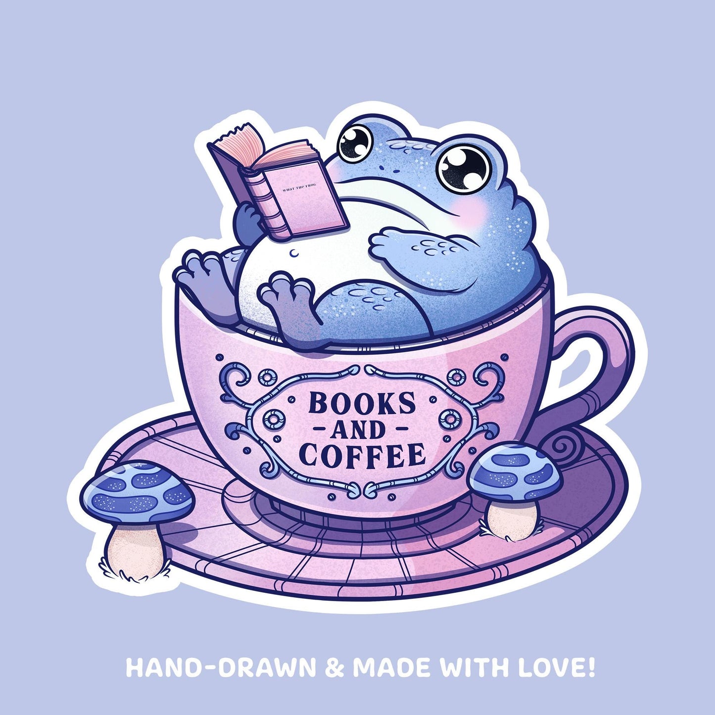 Bücher und Kaffee Frosch Sticker