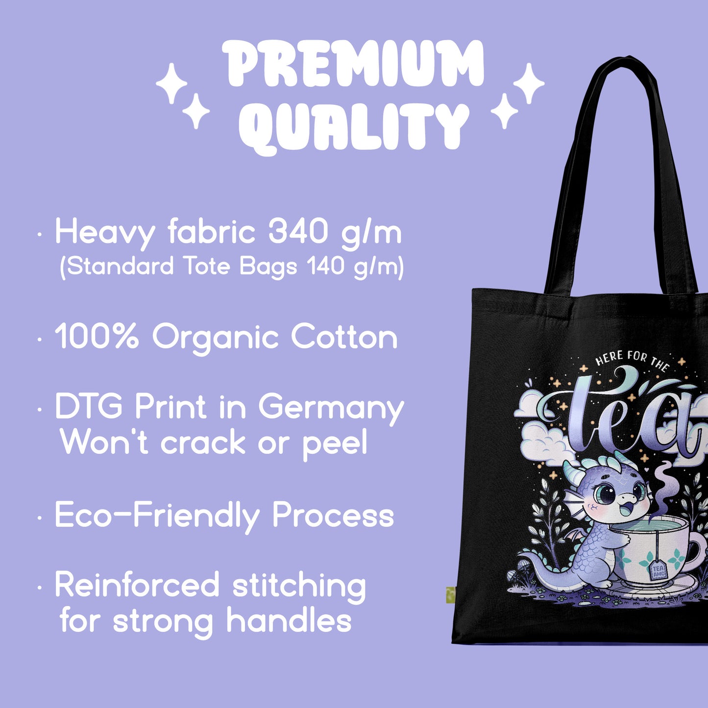Here for the Tea Drachen Tote Bag