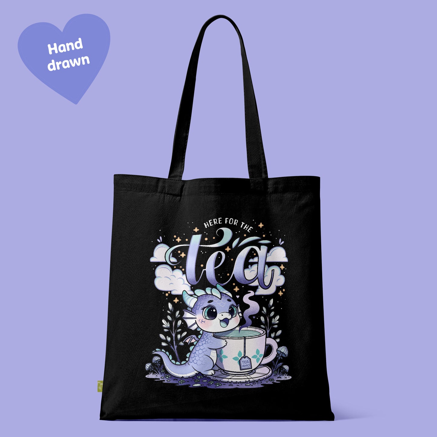 Here for the Tea Drachen Tote Bag