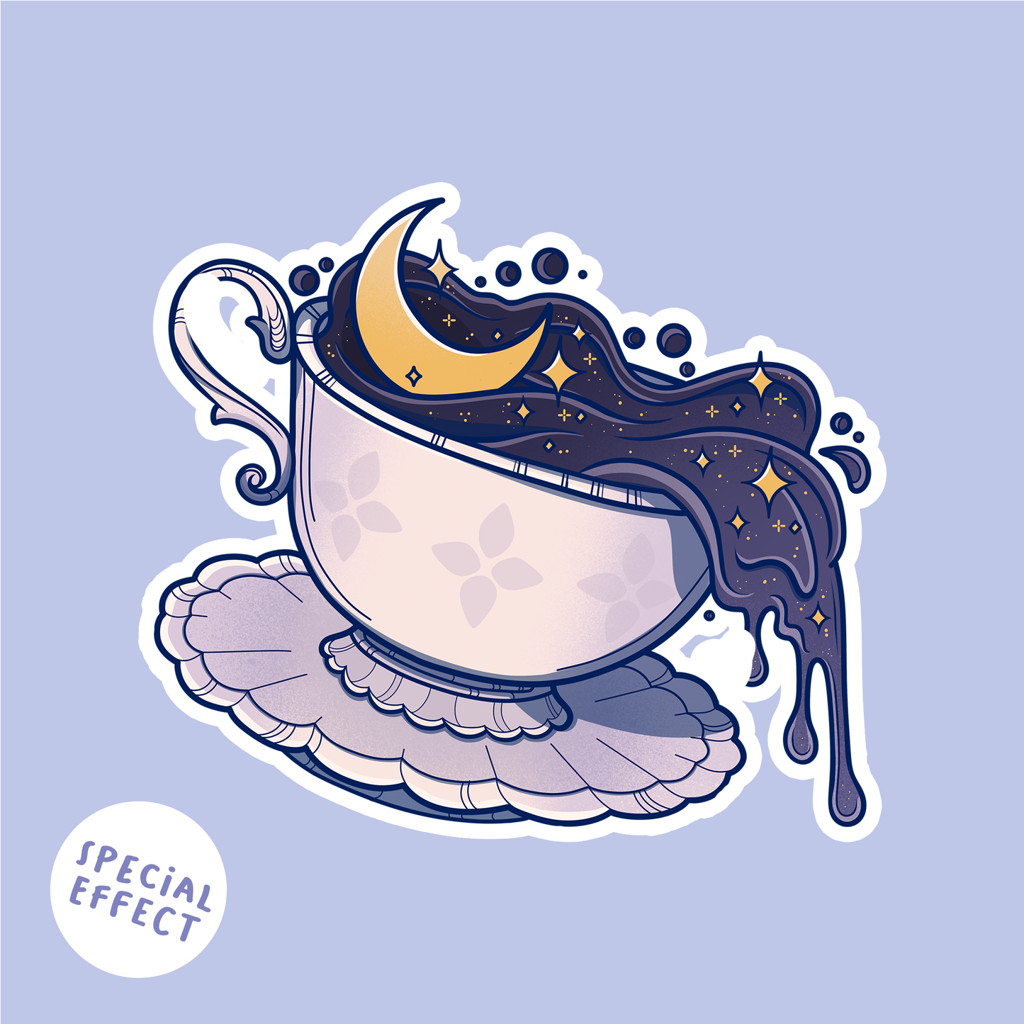 Good night tea Glitzer Sticker