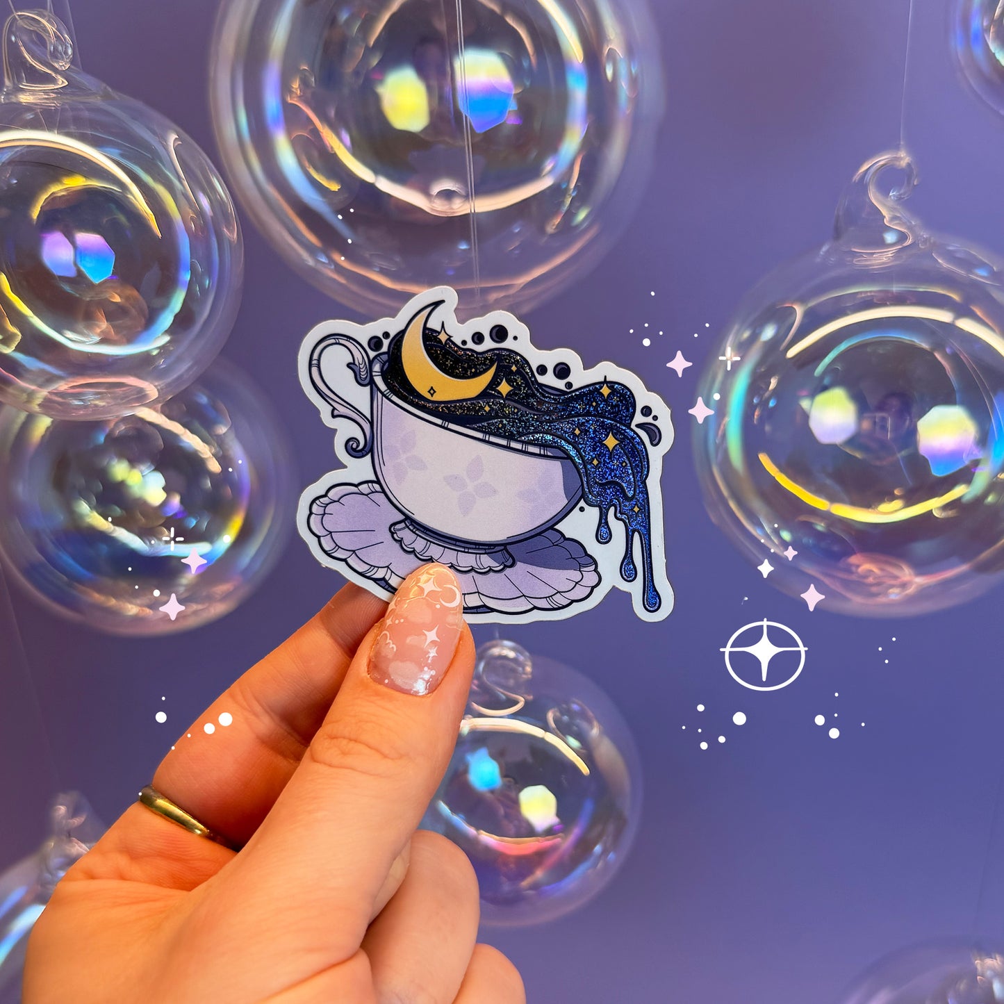 Good night tea Glitzer Sticker