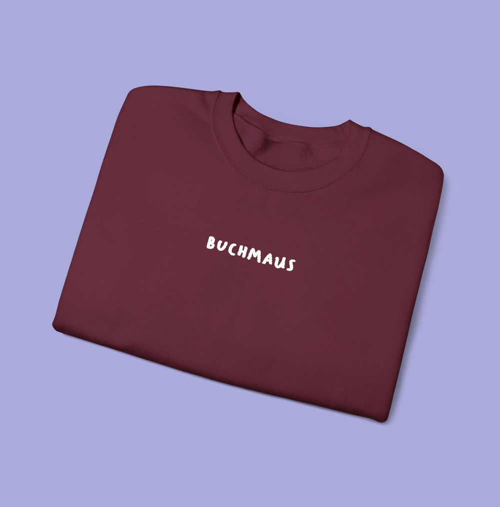 Buchmaus Sweatshirt BESTICKT WEISS