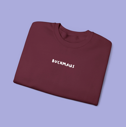 Buchmaus Sweatshirt BESTICKT WEISS