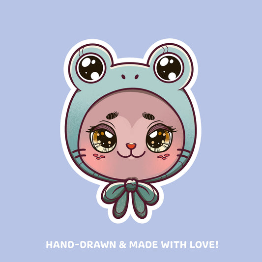 Katze mit Froschmütze