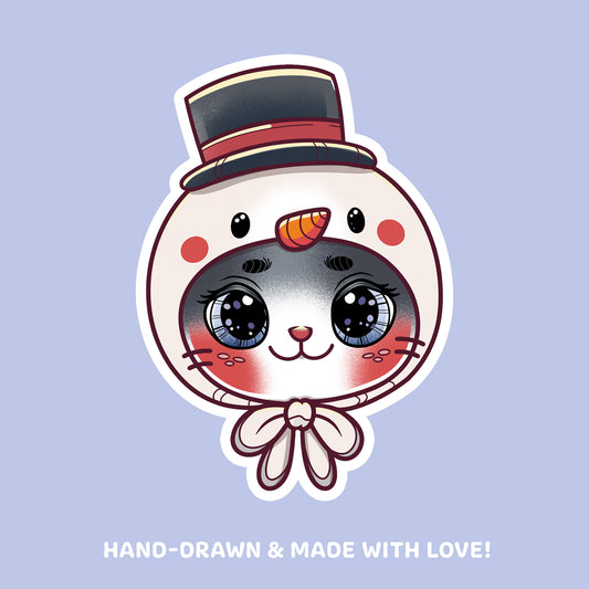 Katze mit Schneemannmütze